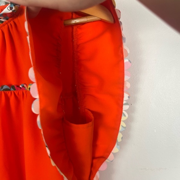 Crosby by Mollie Burch Blakely colorful bright orange tiered ruffle blouse small - Picture 5 of 10